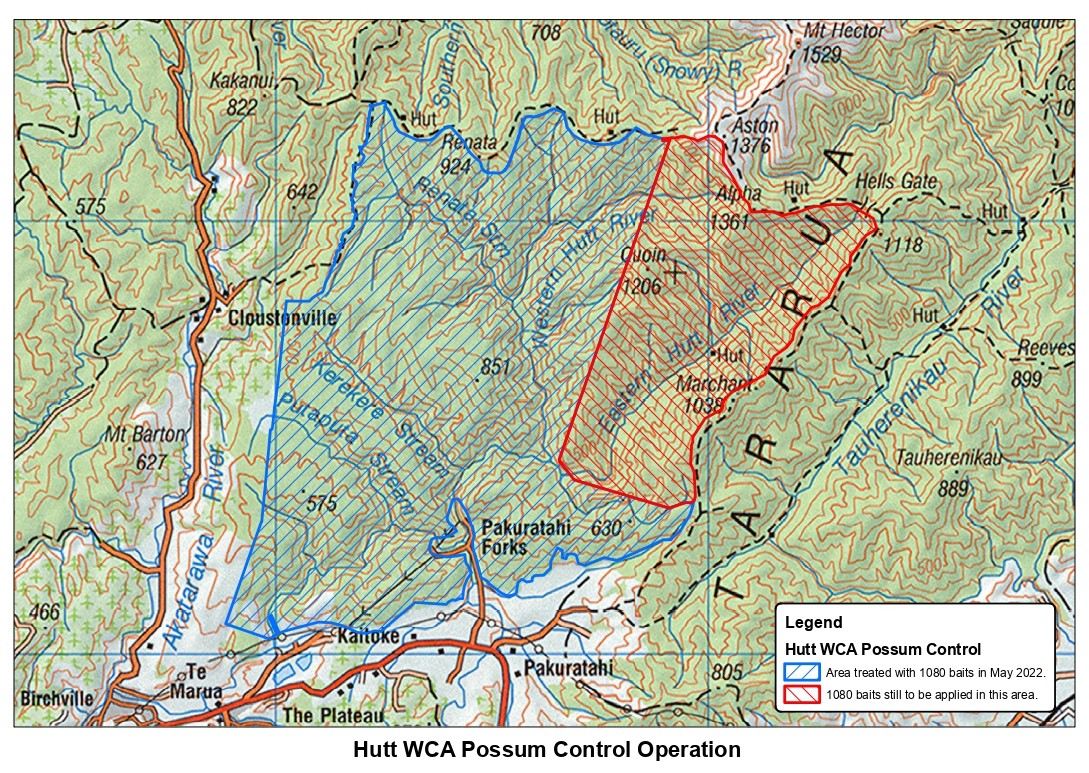 Map of the operational area in Hutt Water Collection Area