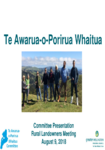 Te Awarua-o-Porirua Whaitua Rural Landowners Meeting Committee Presentation 9 August 2018 preview