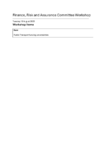 Public Agenda - Finance, Risk and Assurance Committee workshop 19 August 2025 preview