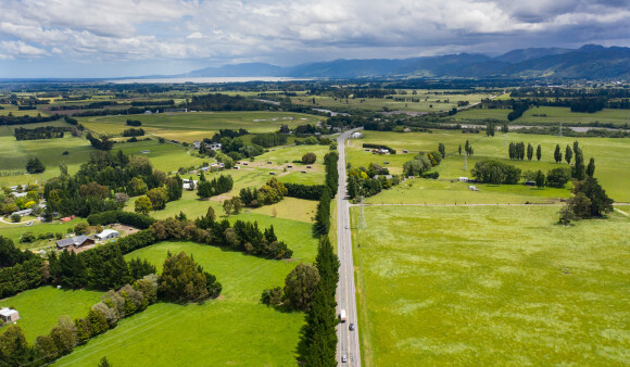 An aerial view of farmland in the Wairarapa