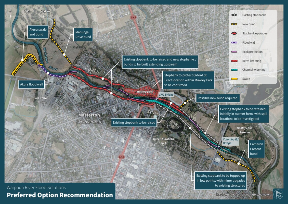 Annotated map of the preferred option recommendation