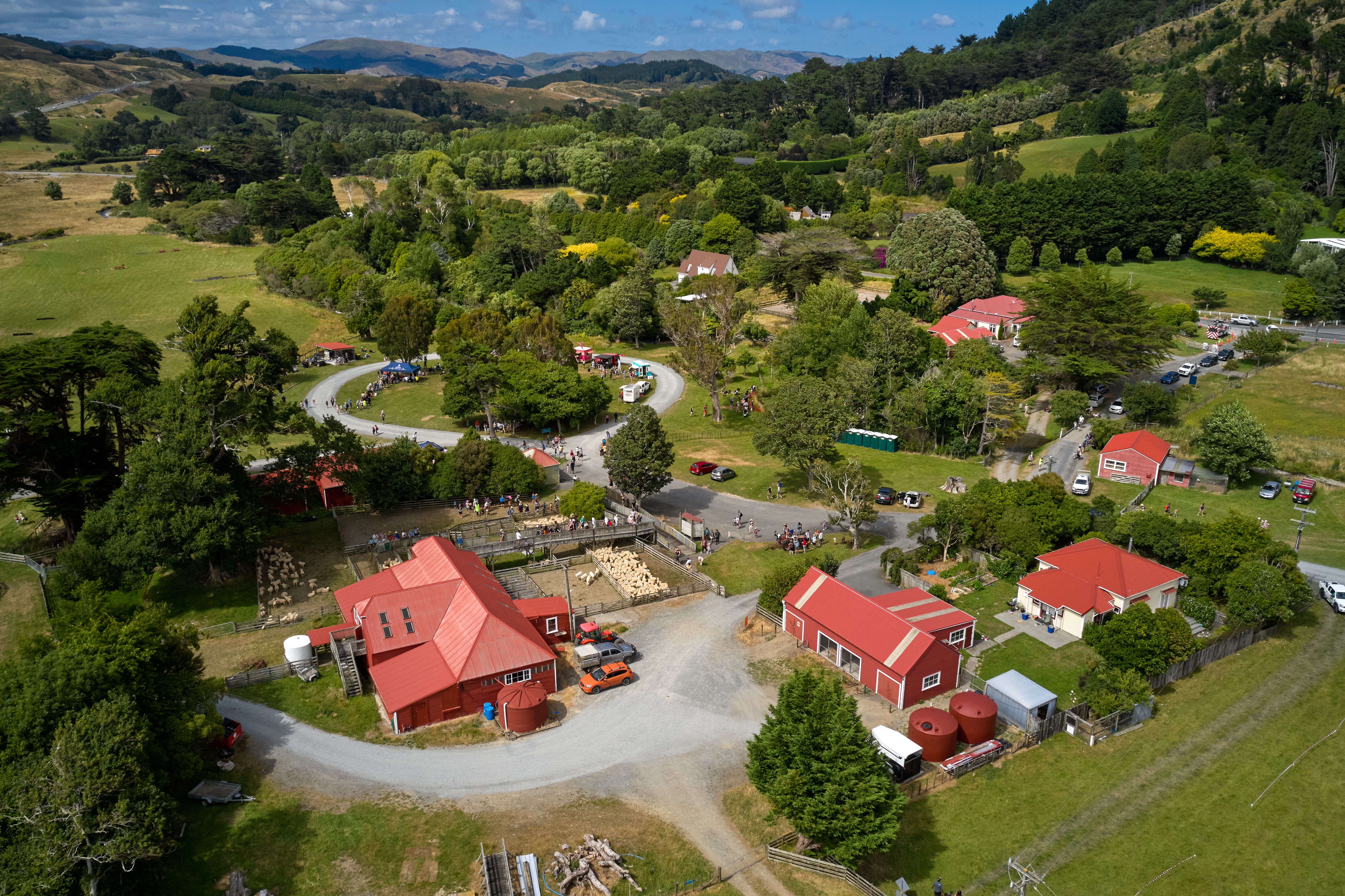 A birds-eye-view of some of the buildings at Battle Hill Farm Forest Park