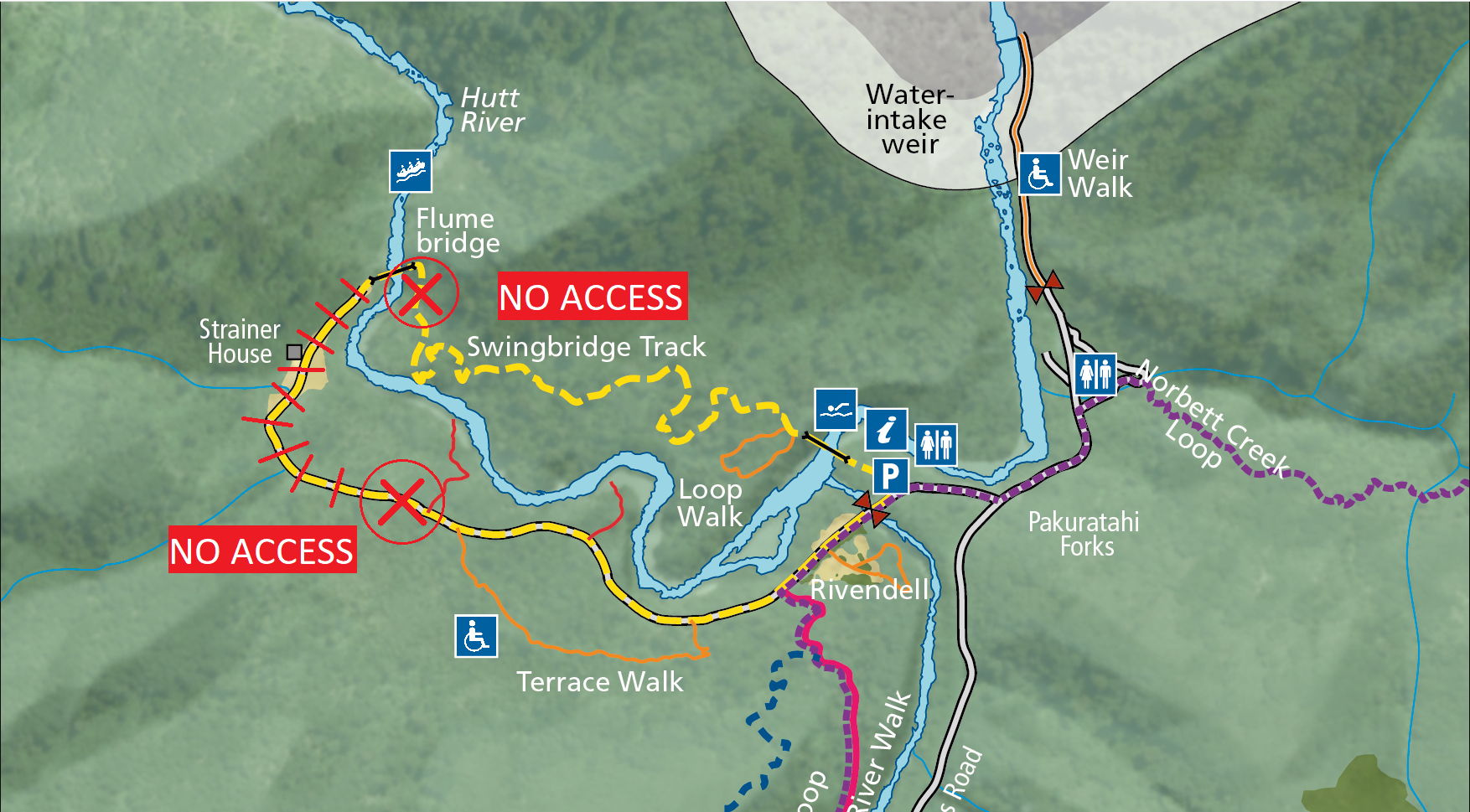 Map showing which part of the park won't be accessible during construction