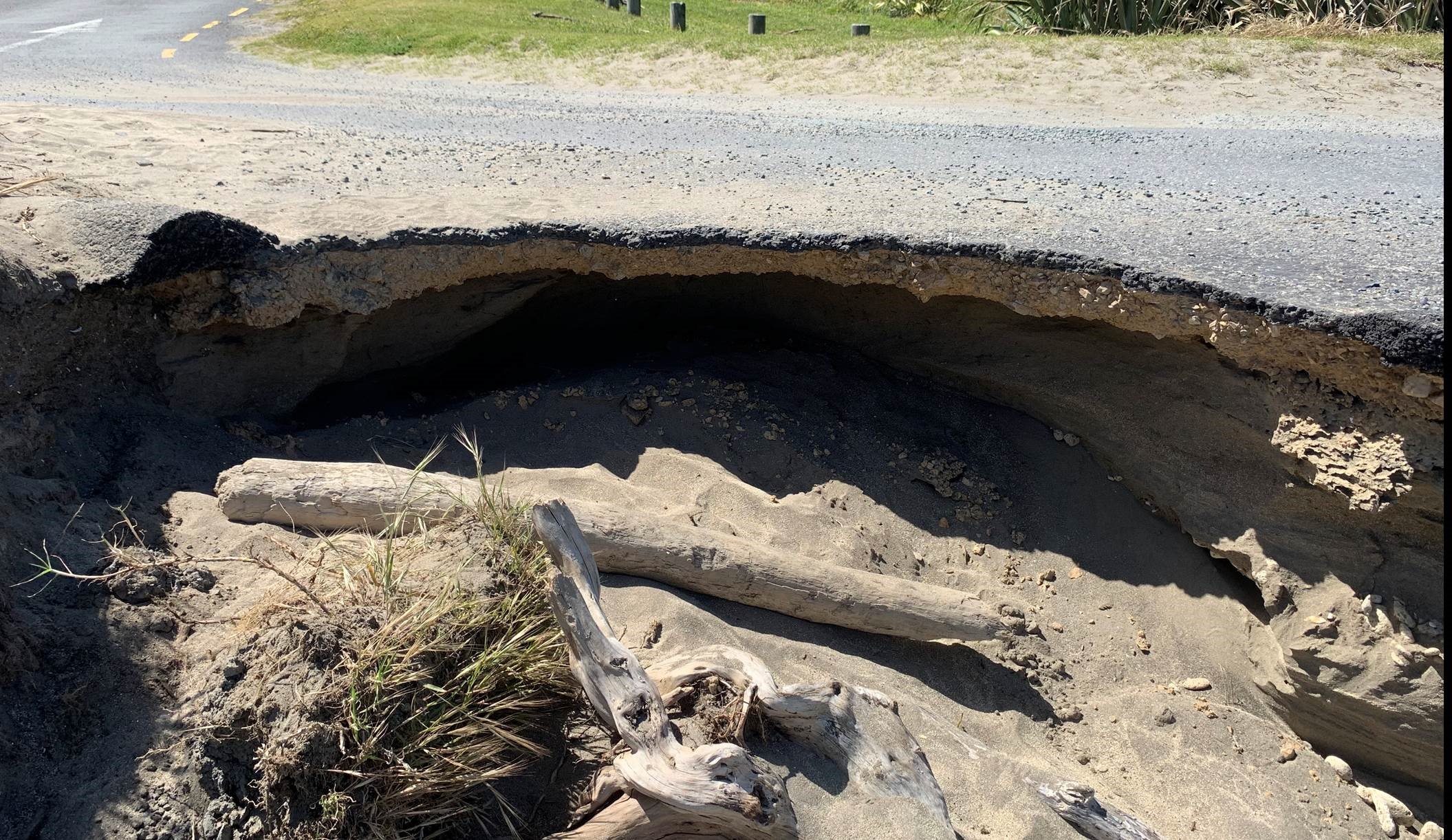 Erosion of the road at Loop Road