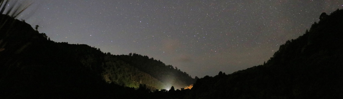 A panoramic view of the night sky at Wainuiomata Regional Park