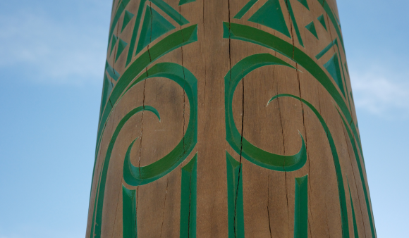 One of the pou at Parangarahu Lakes