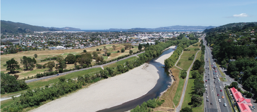 This is an image of the Hutt Valley River and Motorway.