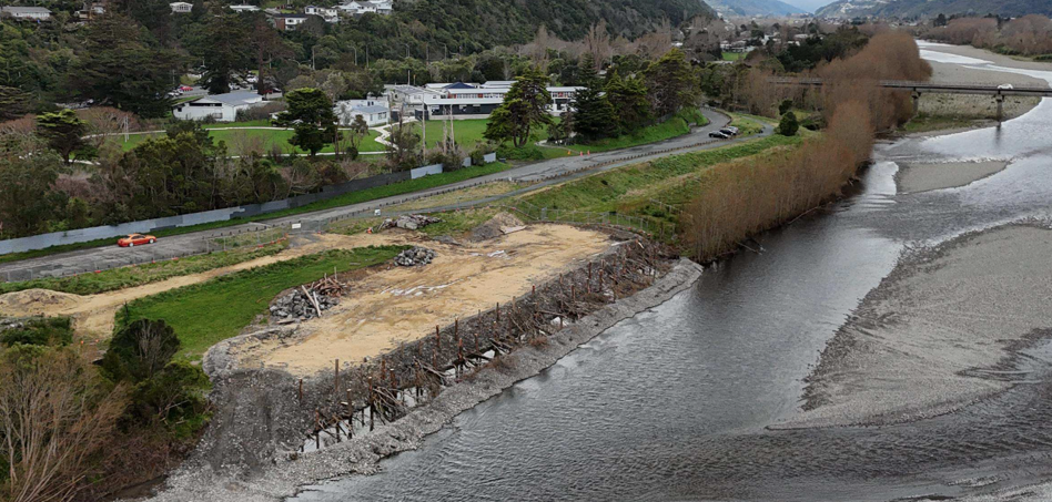 An area of tree felling on the bank of Te Awa Kairangi/Hutt River for flood protection