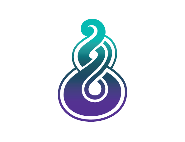 Pikorua design with a cyan-navy-purple gradient