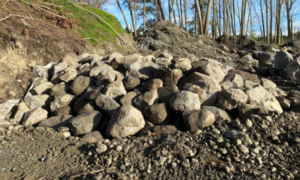 A pile of boulders beside the river at River Road, Masterton
